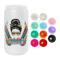 Sublimation Blank 16oz Frosted Glass  Can with Plastic Lid