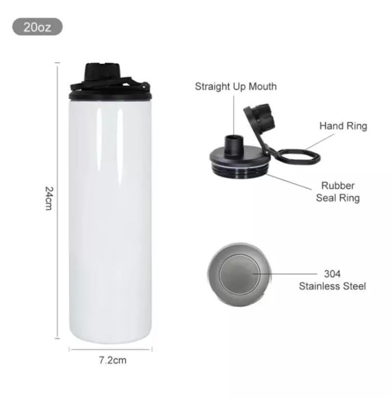 20 oz STRAIGHT Sublimation ready skinny tumbler with RING handle, 20oz