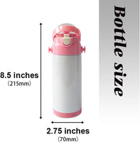 Kids Sublimation 12oz Water Bottle Tumbler With Carry Strap