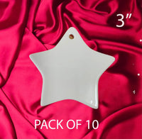 Christmas Ceramic Sublimation Ornament STAR Shape Pack of 10