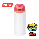 16oz Sublimation Stainless Steel Water Bottle – Straw & Spout Lid | Double Wall Insulated | Custom Print Blank Tumbler