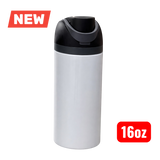 16oz Sublimation Stainless Steel Water Bottle – Straw & Spout Lid | Double Wall Insulated | Custom Print Blank Tumbler