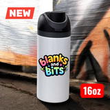 16oz Sublimation Stainless Steel Water Bottle – Straw & Spout Lid | Double Wall Insulated | Custom Print Blank Tumbler