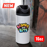 16oz Sublimation Stainless Steel Water Bottle – Straw & Spout Lid | Double Wall Insulated | Custom Print Blank Tumbler