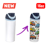 16oz Sublimation Stainless Steel Water Bottle – Straw & Spout Lid | Double Wall Insulated | Custom Print Blank Tumbler