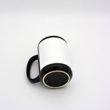 15oz Sublimation Black Coffee Mug with White Patch – Premium Blank Mug for Custom Printing