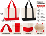 Large Canvas Tote Bag – Two-Tone Reusable Shopping Bag | 43 × 33 × 10 cm