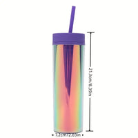 Skinny Acrylic 16Oz Iridescent Tumblers with Lid & Straw Not for Sublimation