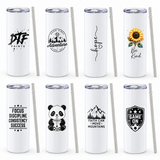 20oz Flat Bottom NON-Sublimation Skinny Stainless Steel Tumblers – Gloss White – 24 Pack