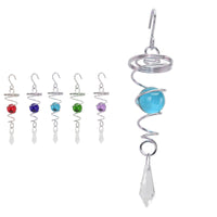 Spiral Tail Wind Chime Hanging Charm With Gazing Ball and Crystal 5.3"