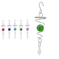 Spiral Tail Wind Chime Hanging Charm With Gazing Ball and Crystal 5.3"