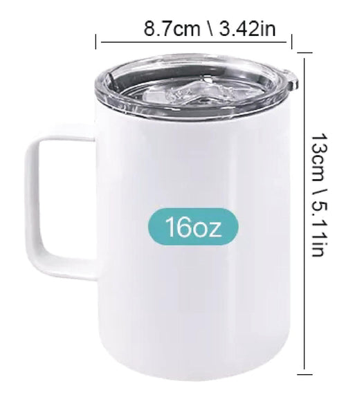 16oz Stainless Steel Sublimation Coffee Cup with Lid