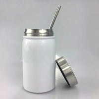Sublimation Mason Jar tumbler 17 oz with metal straw