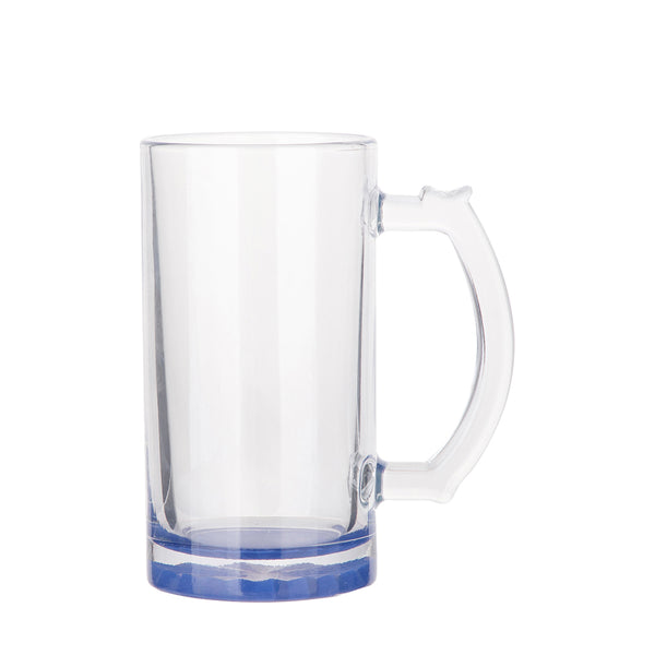 Sublimation Beer Stein Clear Glass Blue Bottom