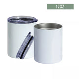 12oz Steel Straight Sublimation Blank Tumbler with Straw & Lid