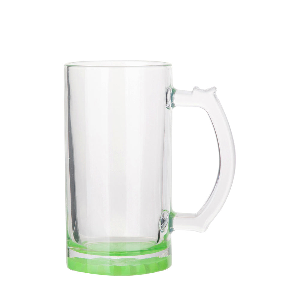 Sublimation Beer Stein Clear Glass Green Bottom Blanks and Bits