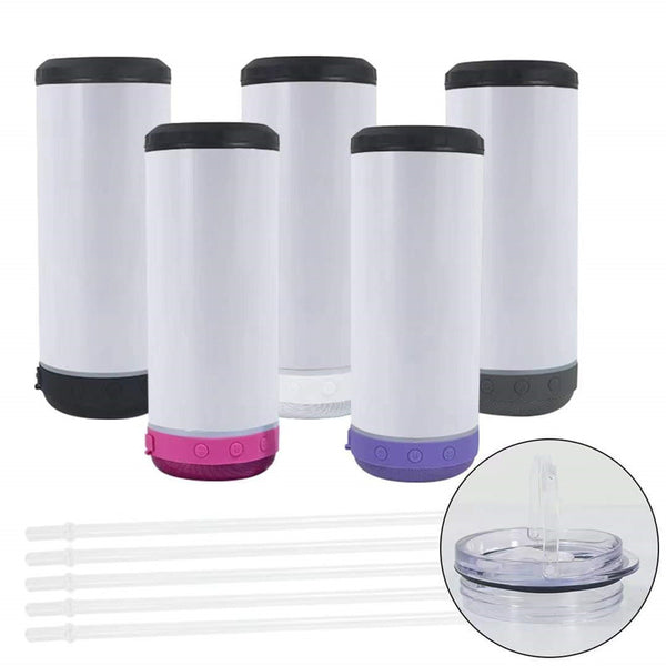 16oz Sublimation  4 in 1 Bluetooth Speaker  Can Cooler or Tumbler Dual Lid