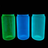Sublimation Blank 16oz Glow in The Dark Glass Can Clear with Straw
