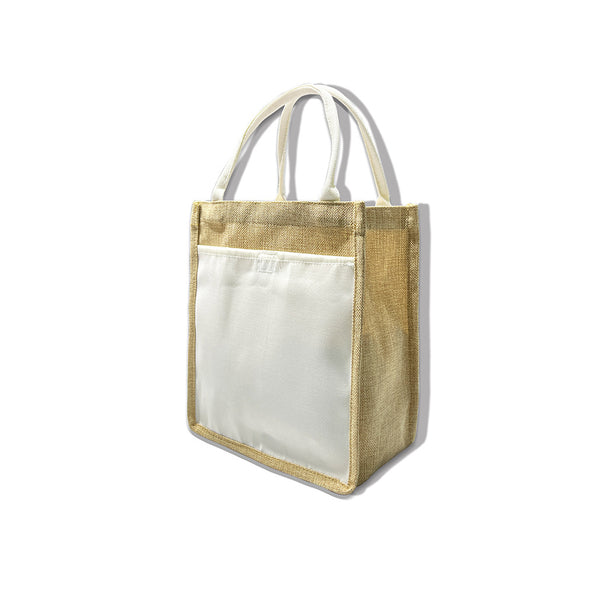 Dhyana Collection Sublimation Pocket Jute Tote Shopping Bag Small