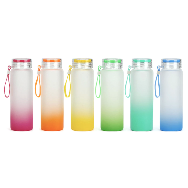 Gradient Frosted Sublimation Glass Water Bottles 17oz