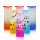 25oz Frosted Gradient Colour Sublimation Glass Tumbler With Matching Lid