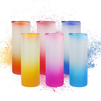 25oz Frosted Gradient Colour Sublimation Glass Tumbler With Matching Lid