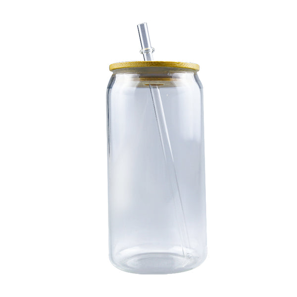 Sublimation Blank 16oz Glass  Can Clear with Straw